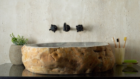 Каменная мойка Hector M111 из зеленого кварцита Dragon Green ИНДИЯ 00701411111 для ванной комнаты_1