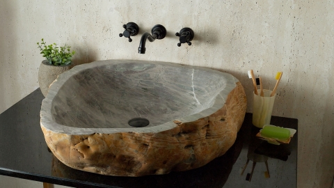 Каменная мойка Hector M111 из зеленого кварцита Dragon Green ИНДИЯ 00701411111 для ванной комнаты_2