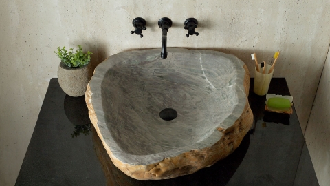 Каменная мойка Hector M111 из зеленого кварцита Dragon Green ИНДИЯ 00701411111 для ванной комнаты_3