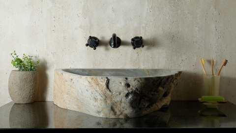 Каменная мойка Hector M112 из зеленого кварцита Dragon Green ИНДИЯ 00701411112 для ванной комнаты_1