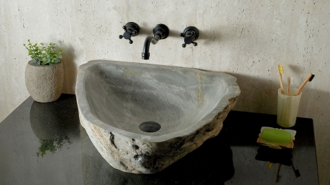 Каменная мойка Hector M112 из зеленого кварцита Dragon Green ИНДИЯ 00701411112 для ванной комнаты_2