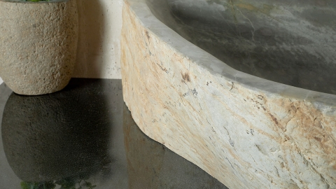 Каменная мойка Hector M112 из зеленого кварцита Dragon Green ИНДИЯ 00701411112 для ванной комнаты_4