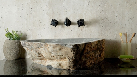 Каменная мойка Hector M112 из зеленого кварцита Dragon Green ИНДИЯ 00701411112 для ванной комнаты_5