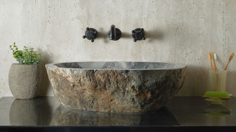 Каменная мойка Hector M114 из зеленого кварцита Dragon Green ИНДИЯ 00701411114 для ванной комнаты_1