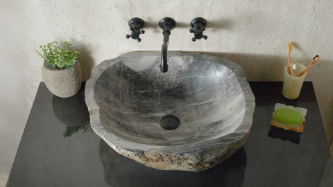 Каменная мойка Hector M114 из зеленого кварцита Dragon Green ИНДИЯ 00701411114 для ванной комнаты_3