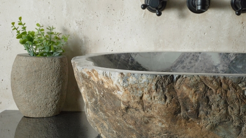 Каменная мойка Hector M114 из зеленого кварцита Dragon Green ИНДИЯ 00701411114 для ванной комнаты_4