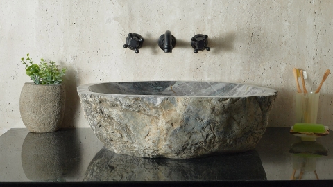 Каменная мойка Hector M114 из зеленого кварцита Dragon Green ИНДИЯ 00701411114 для ванной комнаты_5