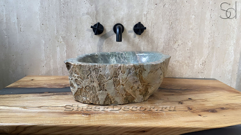 Раковина для ванной Hector M18 из речного камня  Dragon Green ИНДИЯ 0070141118_2