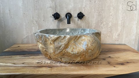 Раковина для ванной Hector M20 из речного камня  Dragon Green ИНДИЯ 0070141120_2