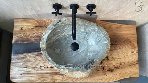 Раковина для ванной Hector M20 из речного камня  Dragon Green ИНДИЯ 0070141120_3