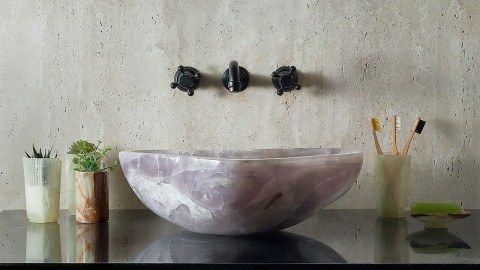 Каменная мойка Hector M178 из синего флюорита Fluorite ИНДИЯ 00701511178 для ванной комнаты_2