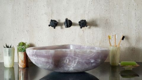 Каменная мойка Hector M178 из синего флюорита Fluorite ИНДИЯ 00701511178 для ванной комнаты_4