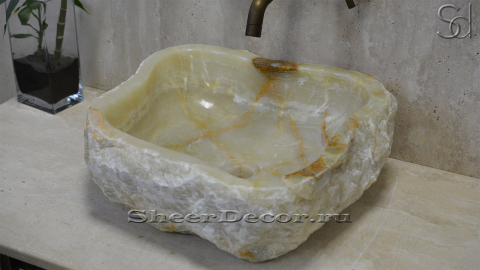 Раковина для ванной Hector из речного камня  Green Onyx ПАКИСТАН 007033111_2