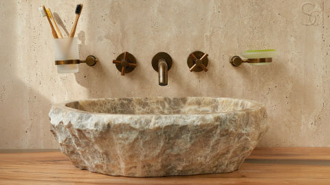 Каменная мойка Hector M158 из серого оникса Grey Onyx ИНДОНЕЗИЯ 00745331158 для ванной комнаты_4
