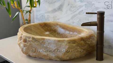 Раковина для ванной Hector из речного камня  Herbal Honey ИНДОНЕЗИЯ 007427111_10