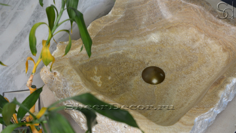 Раковина для ванной Hector из речного камня  Herbal Honey ИНДОНЕЗИЯ 007427111_2