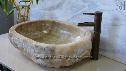 Раковина для ванной Hector из речного камня  Herbal Honey ИНДОНЕЗИЯ 007427111_7