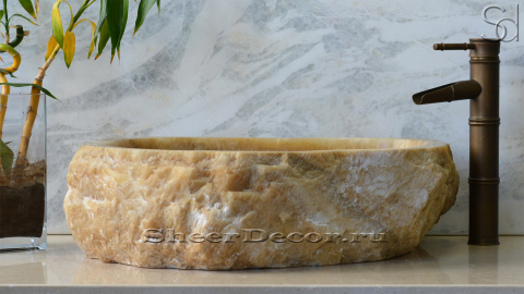 Раковина для ванной Hector из речного камня  Herbal Honey ИНДОНЕЗИЯ 007427111_9