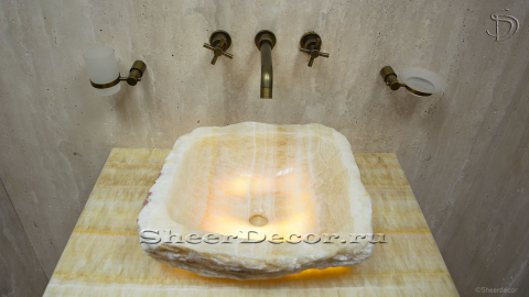 Раковина для ванной Hector M8 из речного камня  Honey Onyx ИНДИЯ 007016118_3