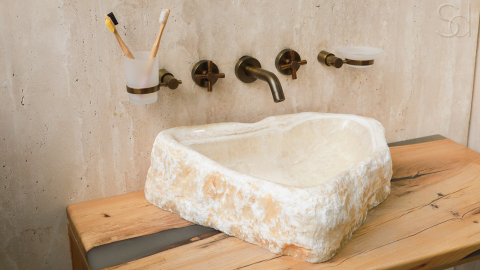 Раковина для ванной Hector M22 из речного камня  Honey Onyx ИНДИЯ 0070161122_3