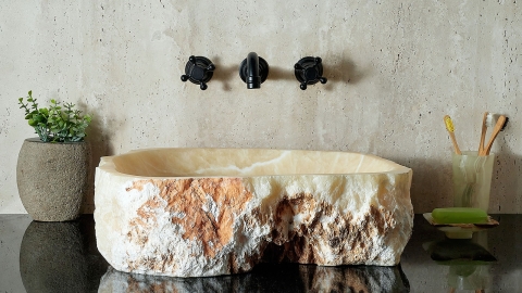 Желтая раковина Hector M245 из камня оникса Honey Onyx ИНДИЯ 00701611245 для ванной комнаты_1