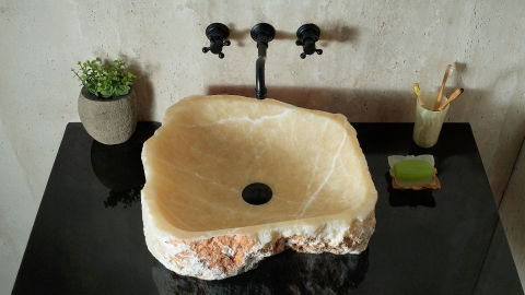 Желтая раковина Hector M245 из камня оникса Honey Onyx ИНДИЯ 00701611245 для ванной комнаты_2