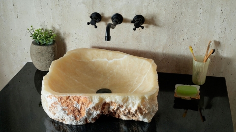 Желтая раковина Hector M245 из камня оникса Honey Onyx ИНДИЯ 00701611245 для ванной комнаты_3