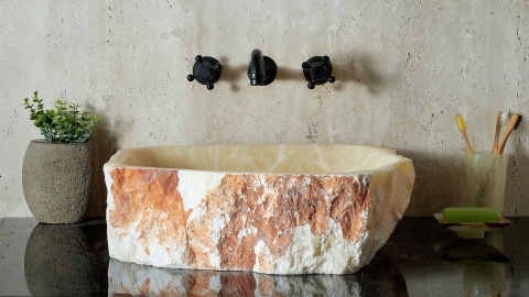 Желтая раковина Hector M245 из камня оникса Honey Onyx ИНДИЯ 00701611245 для ванной комнаты_4