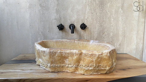 Раковина для ванной Hector M111 из речного камня  Honey Onyx ИНДИЯ 00701611111_3