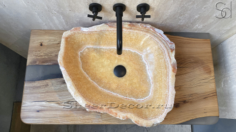 Раковина для ванной Hector M111 из речного камня  Honey Onyx ИНДИЯ 00701611111_4