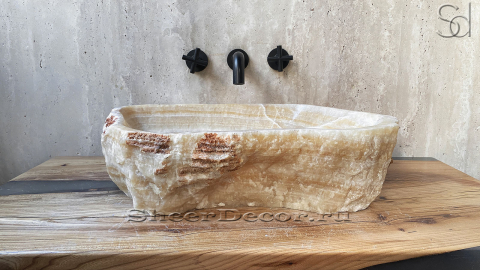Раковина для ванной Hector M113 из речного камня  Honey Onyx ИНДИЯ 00701611113_3