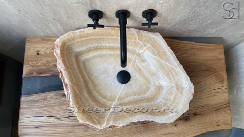 Раковина для ванной Hector M113 из речного камня  Honey Onyx ИНДИЯ 00701611113_4