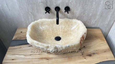 Каменная мойка Hector M139 из желтого оникса Honey Onyx ИНДИЯ 00701611139 для ванной комнаты_3