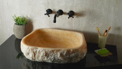 Каменная мойка Hector M228 из желтого оникса Honey Onyx ИНДИЯ 00701611228 для ванной комнаты_1