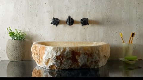 Желтая раковина Hector M231 из камня оникса Honey Onyx ИНДИЯ 00701611231 для ванной комнаты_1