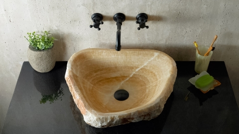 Желтая раковина Hector M231 из камня оникса Honey Onyx ИНДИЯ 00701611231 для ванной комнаты_3