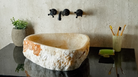 Каменная мойка Hector M230 из желтого оникса Honey Onyx ИНДИЯ 00701611230 для ванной комнаты_2