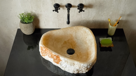 Каменная мойка Hector M230 из желтого оникса Honey Onyx ИНДИЯ 00701611230 для ванной комнаты_3