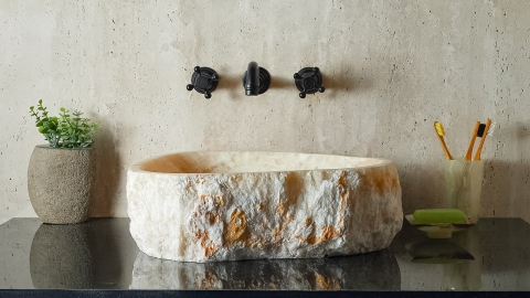 Каменная мойка Hector M230 из желтого оникса Honey Onyx ИНДИЯ 00701611230 для ванной комнаты_4