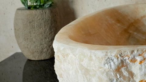 Каменная мойка Hector M230 из желтого оникса Honey Onyx ИНДИЯ 00701611230 для ванной комнаты_5