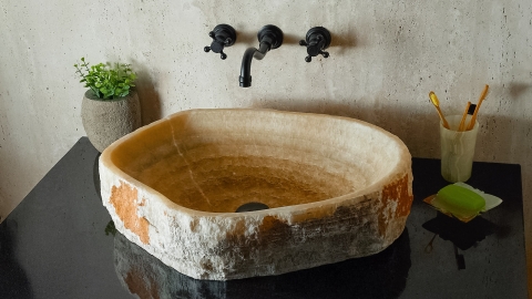 Желтая раковина Hector M233 из камня оникса Honey Onyx ИНДИЯ 00701611233 для ванной комнаты_2