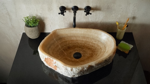 Желтая раковина Hector M233 из камня оникса Honey Onyx ИНДИЯ 00701611233 для ванной комнаты_3