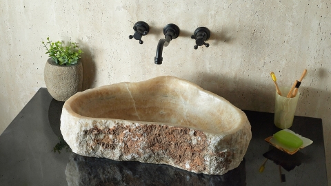 Каменная мойка Hector M234 из желтого оникса Honey Onyx ИНДИЯ 00701611234 для ванной комнаты_2