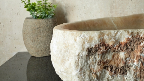 Каменная мойка Hector M234 из желтого оникса Honey Onyx ИНДИЯ 00701611234 для ванной комнаты_4