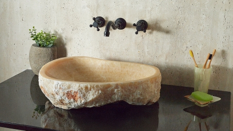 Желтая раковина Hector M236 из камня оникса Honey Onyx ИНДИЯ 00701611236 для ванной комнаты_2