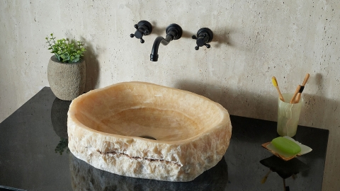 Желтая раковина Hector M237 из камня оникса Honey Onyx ИНДИЯ 00701611237 для ванной комнаты_2