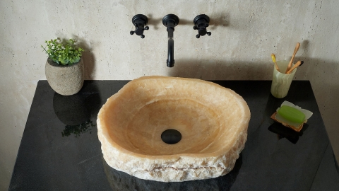 Желтая раковина Hector M237 из камня оникса Honey Onyx ИНДИЯ 00701611237 для ванной комнаты_3