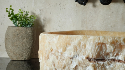 Желтая раковина Hector M237 из камня оникса Honey Onyx ИНДИЯ 00701611237 для ванной комнаты_4