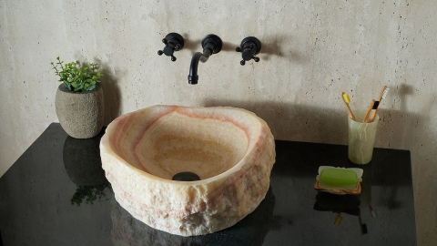 Каменная мойка Hector M238 из желтого оникса Honey Onyx ИНДИЯ 00701611238 для ванной комнаты_2