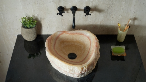 Каменная мойка Hector M238 из желтого оникса Honey Onyx ИНДИЯ 00701611238 для ванной комнаты_3